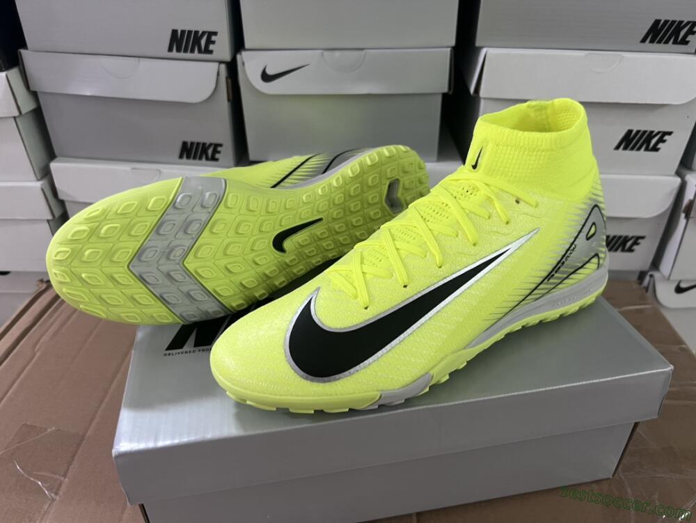 Nike Air Zoom Mercurial Superfly 10 Elite TF High-Tops Soccer Shoes - Yellow/Silver/Black