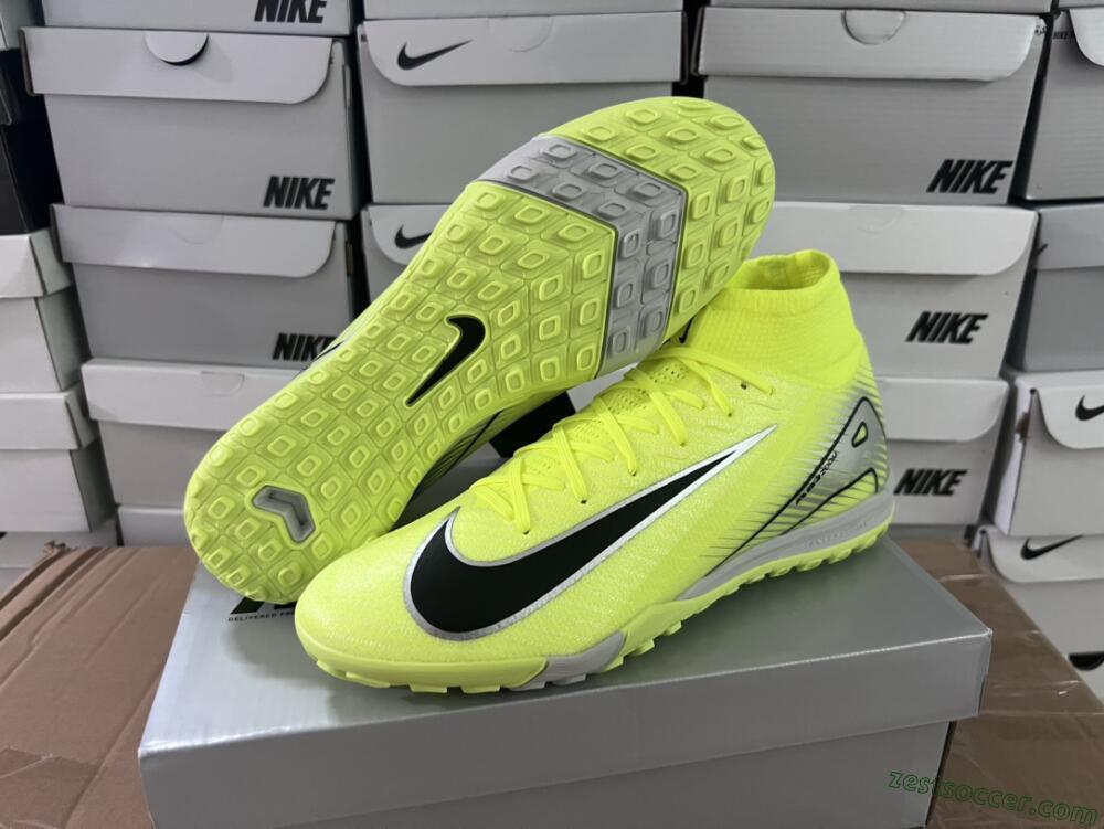 Nike Air Zoom Mercurial Superfly 10 Elite TF High-Tops Soccer Shoes - Yellow/Silver/Black