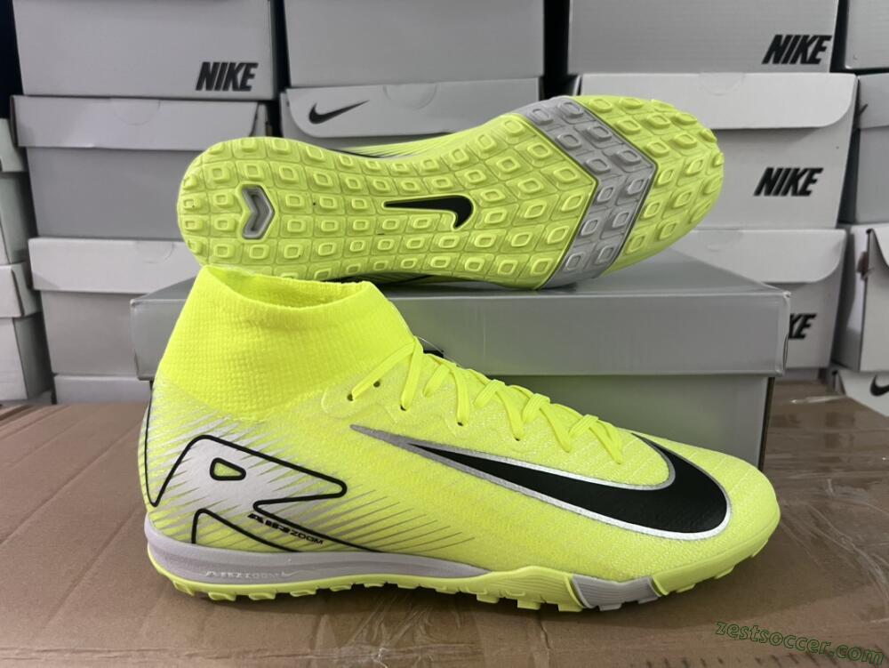 Nike Air Zoom Mercurial Superfly 10 Elite TF High-Tops Soccer Shoes - Yellow/Silver/Black
