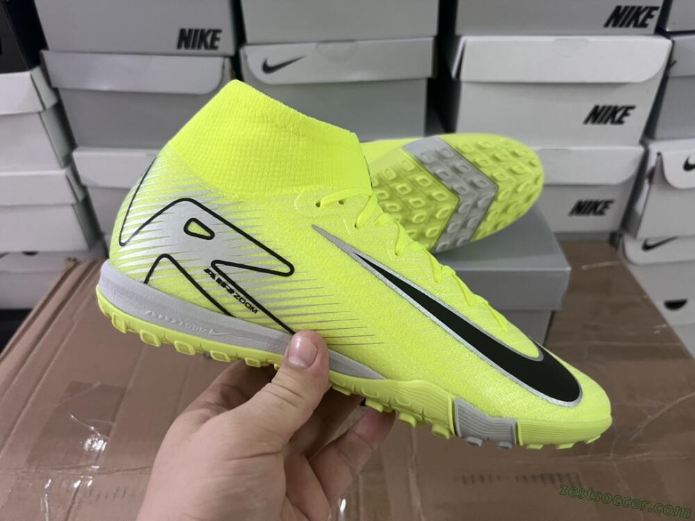 Nike Air Zoom Mercurial Superfly 10 Elite TF High-Tops Soccer Shoes - Yellow/Silver/Black