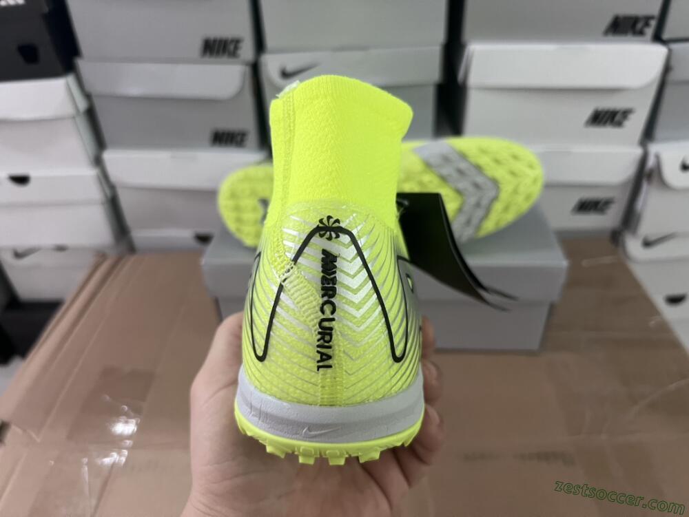 Nike Air Zoom Mercurial Superfly 10 Elite TF High-Tops Soccer Shoes - Yellow/Silver/Black