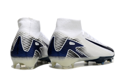Nike Air Zoom Mercurial Superfly 10 Elite FG High-Tops Soccer Cleats - White/Black/Blue