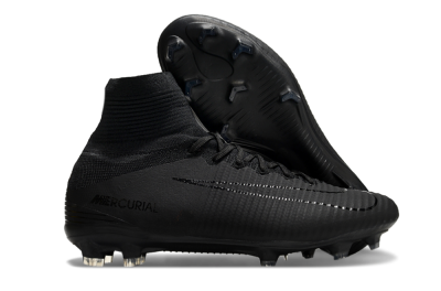 Nike Zoom Mercurial Superfly 5 Elite FG High-Tops Soccer Cleats - Black/Black