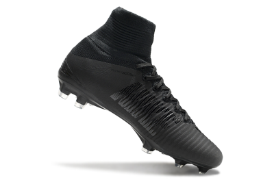 Nike Zoom Mercurial Superfly 5 Elite FG High-Tops Soccer Cleats - Black/Black