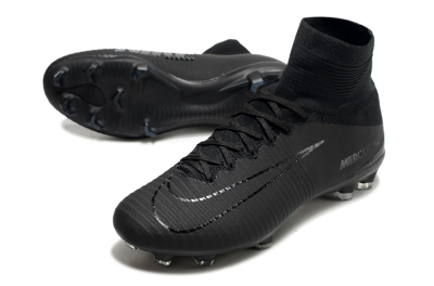 Nike Zoom Mercurial Superfly 5 Elite FG High-Tops Soccer Cleats - Black/Black