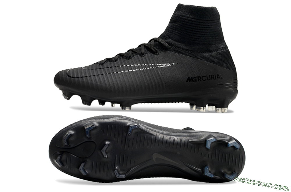 Nike Zoom Mercurial Superfly 5 Elite FG High-Tops Soccer Cleats - Black/Black 1
