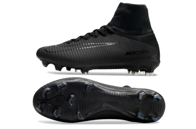 Nike Zoom Mercurial Superfly 5 Elite FG High-Tops Soccer Cleats - Black/Black