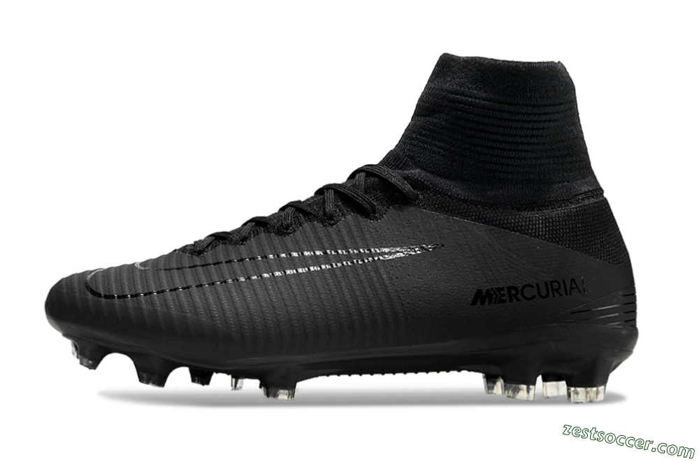 Nike Zoom Mercurial Superfly 5 Elite FG High-Tops Soccer Cleats - Black/Black 2