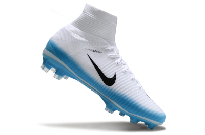 Nike Zoom Mercurial Superfly 5 Elite FG High-Tops Soccer Cleats - White/Black/Blue