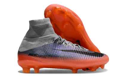 Nike Zoom Mercurial Superfly 5 Elite FG High-Tops Soccer Cleats - Grey/Black/Orange