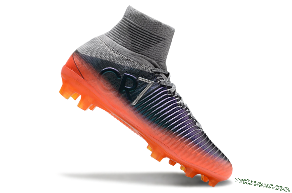 Nike Zoom Mercurial Superfly 5 Elite FG High-Tops Soccer Cleats - Grey/Black/Orange 4