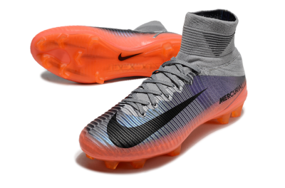Nike Zoom Mercurial Superfly 5 Elite FG High-Tops Soccer Cleats - Grey/Black/Orange