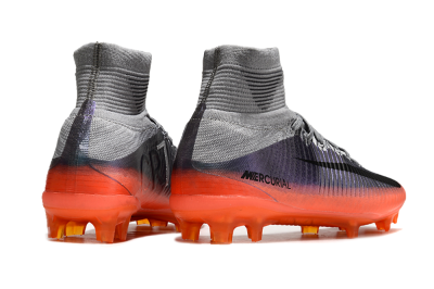 Nike Zoom Mercurial Superfly 5 Elite FG High-Tops Soccer Cleats - Grey/Black/Orange