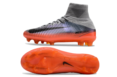 Nike Zoom Mercurial Superfly 5 Elite FG High-Tops Soccer Cleats - Grey/Black/Orange