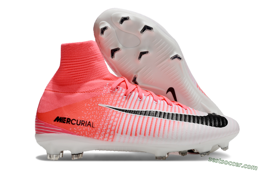 Nike Zoom Mercurial Superfly 5 Elite FG High-Tops Soccer Cleats - Pink/White/Black 0