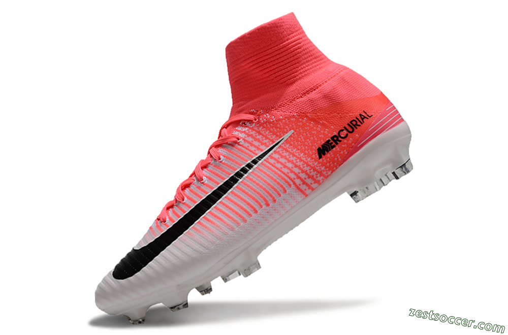 Nike Zoom Mercurial Superfly 5 Elite FG High-Tops Soccer Cleats - Pink/White/Black 5