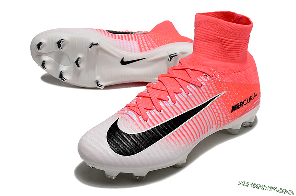 Nike Zoom Mercurial Superfly 5 Elite FG High-Tops Soccer Cleats - Pink/White/Black 3
