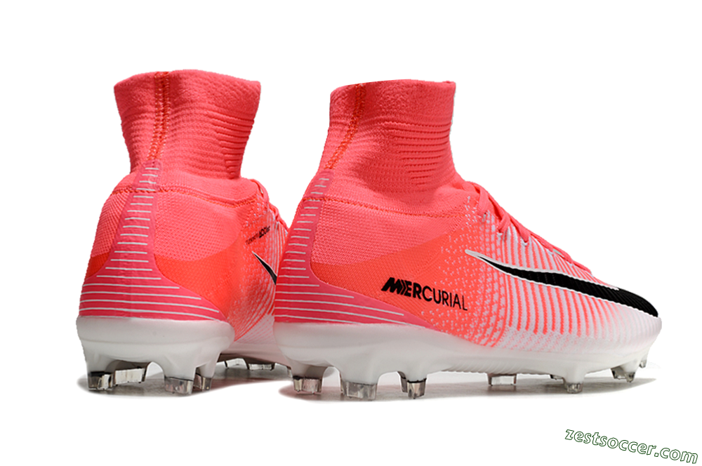 Nike Zoom Mercurial Superfly 5 Elite FG High-Tops Soccer Cleats - Pink/White/Black 6