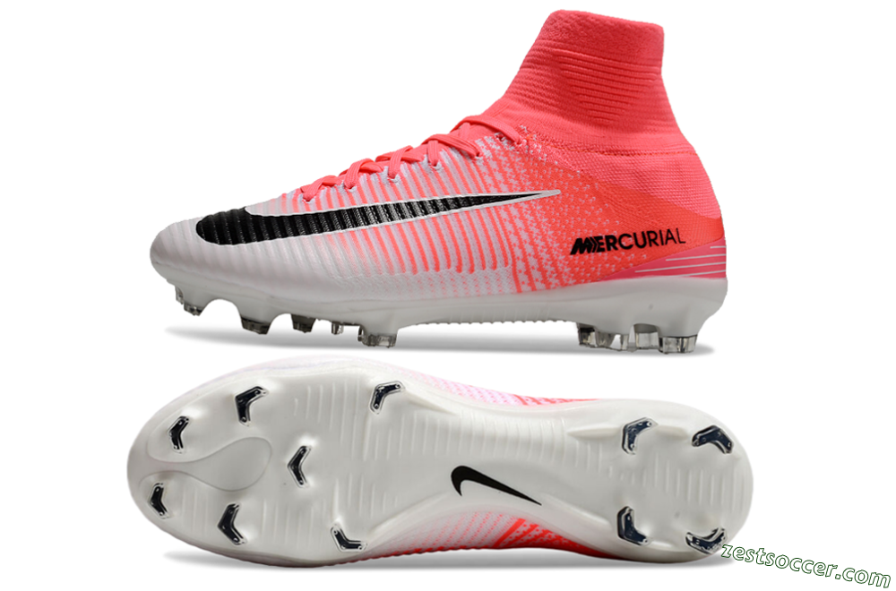 Nike Zoom Mercurial Superfly 5 Elite FG High-Tops Soccer Cleats - Pink/White/Black 1