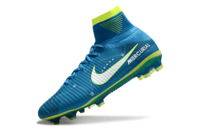 Nike Zoom Mercurial Superfly 5 Elite FG High-Tops Soccer Cleats - Blue/White/Yellow
