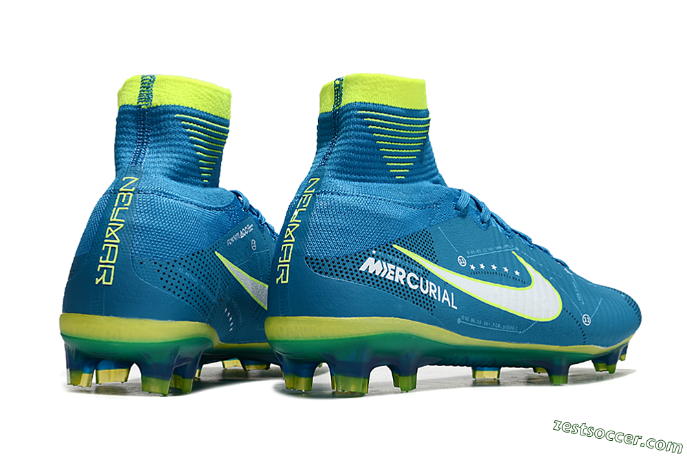 Nike Zoom Mercurial Superfly 5 Elite FG High-Tops Soccer Cleats - Blue/White/Yellow 6