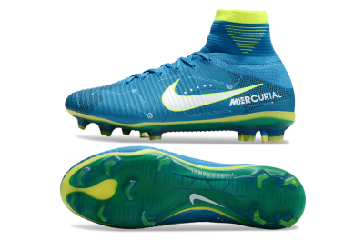 Nike Zoom Mercurial Superfly 5 Elite FG High-Tops Soccer Cleats - Blue/White/Yellow