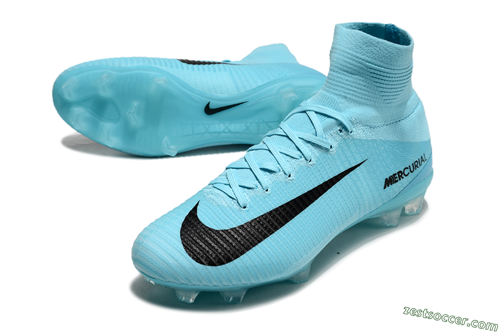 Nike Zoom Mercurial Superfly 5 Elite FG High-Tops Soccer Cleats - Jade/Black 3