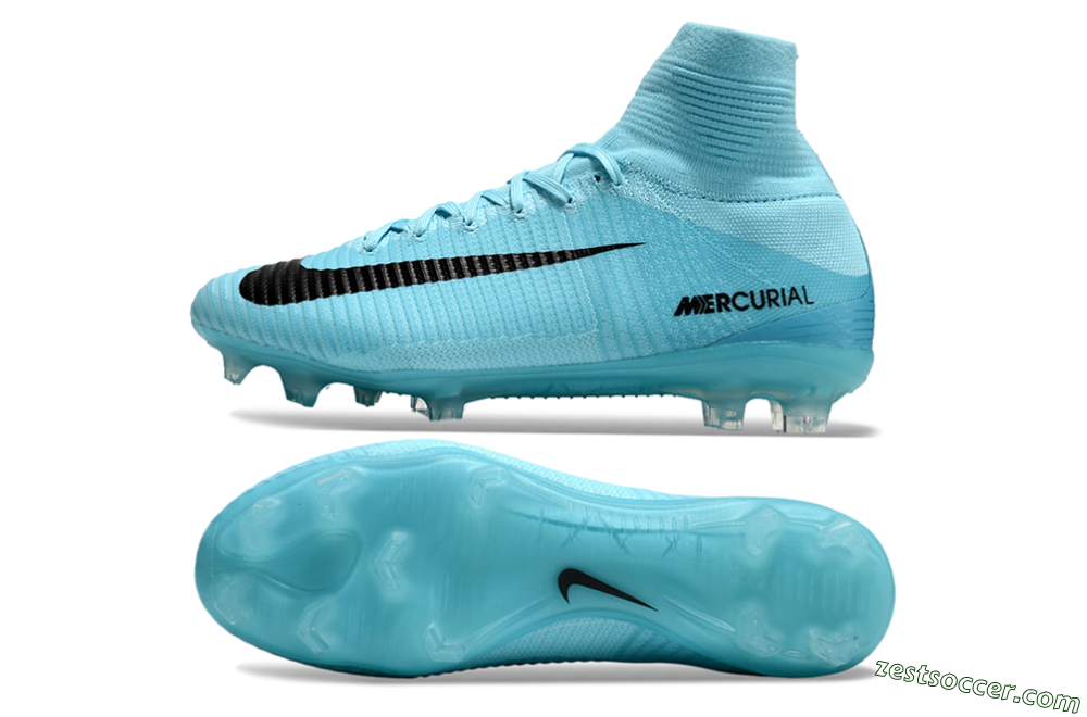 Nike Zoom Mercurial Superfly 5 Elite FG High-Tops Soccer Cleats - Jade/Black 1
