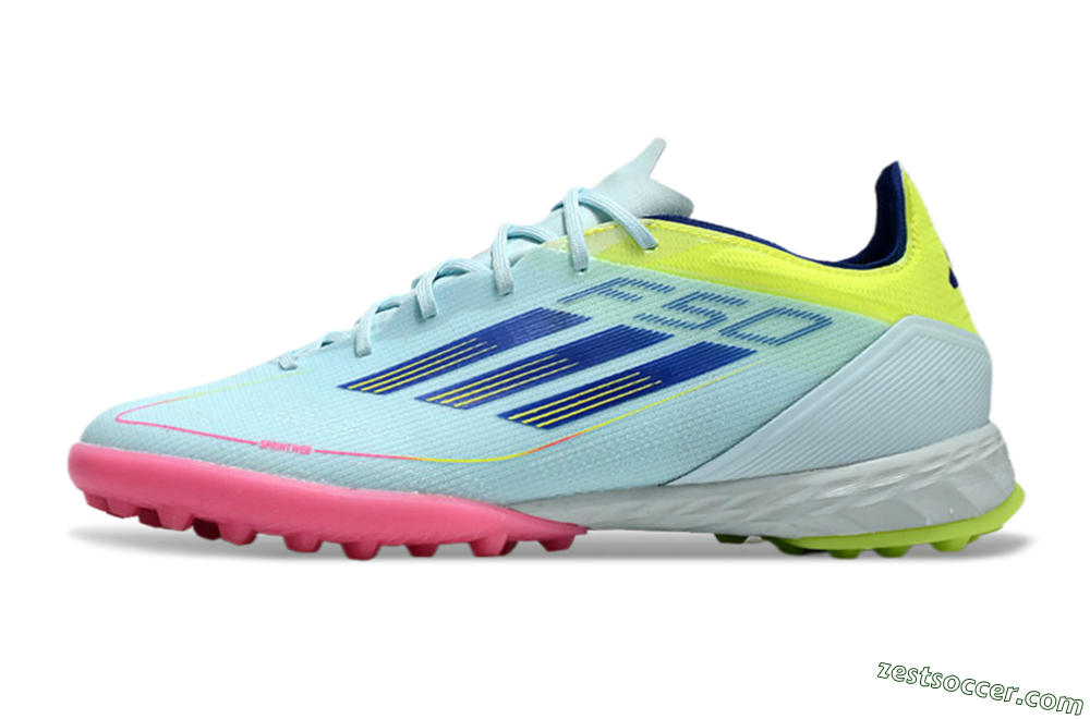 Adidas F50 Pro TF Low-Tops Soccer Shoes - Jade/Blue/Yellow/Pink 2