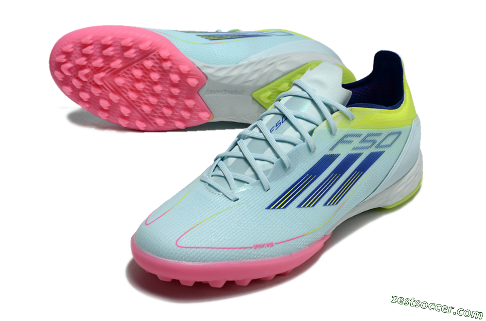 Adidas F50 Pro TF Low-Tops Soccer Shoes - Jade/Blue/Yellow/Pink 3