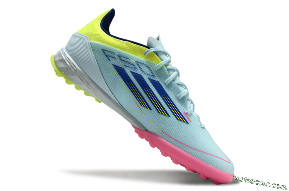 Adidas F50 Pro TF Low-Tops Soccer Shoes - Jade/Blue/Yellow/Pink 4