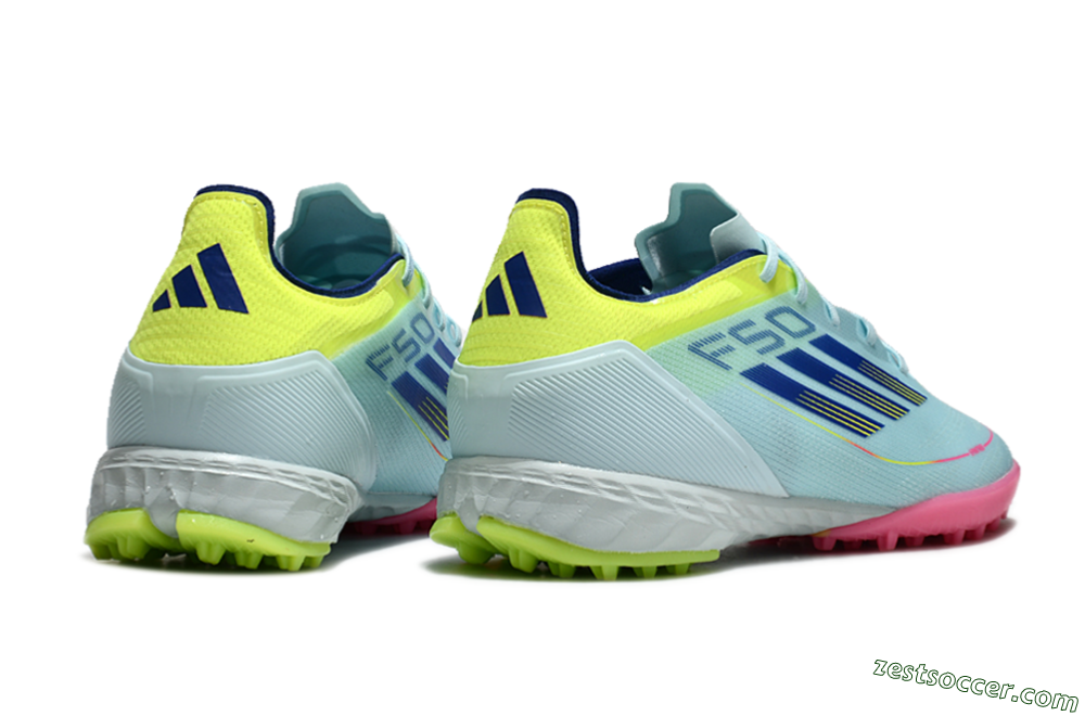 Adidas F50 Pro TF Low-Tops Soccer Shoes - Jade/Blue/Yellow/Pink 6