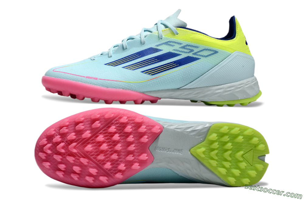 Adidas F50 Pro TF Low-Tops Soccer Shoes - Jade/Blue/Yellow/Pink 1