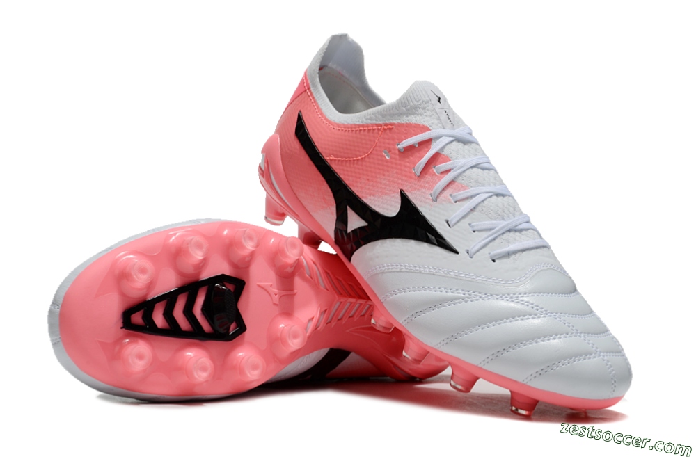 Mizuno Morelia Neo IV Bate FG Low-Tops Soccer Cleats - White/Pink/Black 1