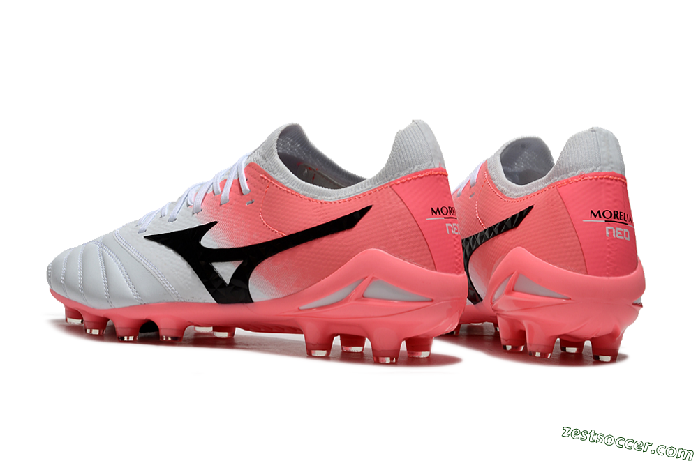 Mizuno Morelia Neo IV Bate FG Low-Tops Soccer Cleats - White/Pink/Black 5