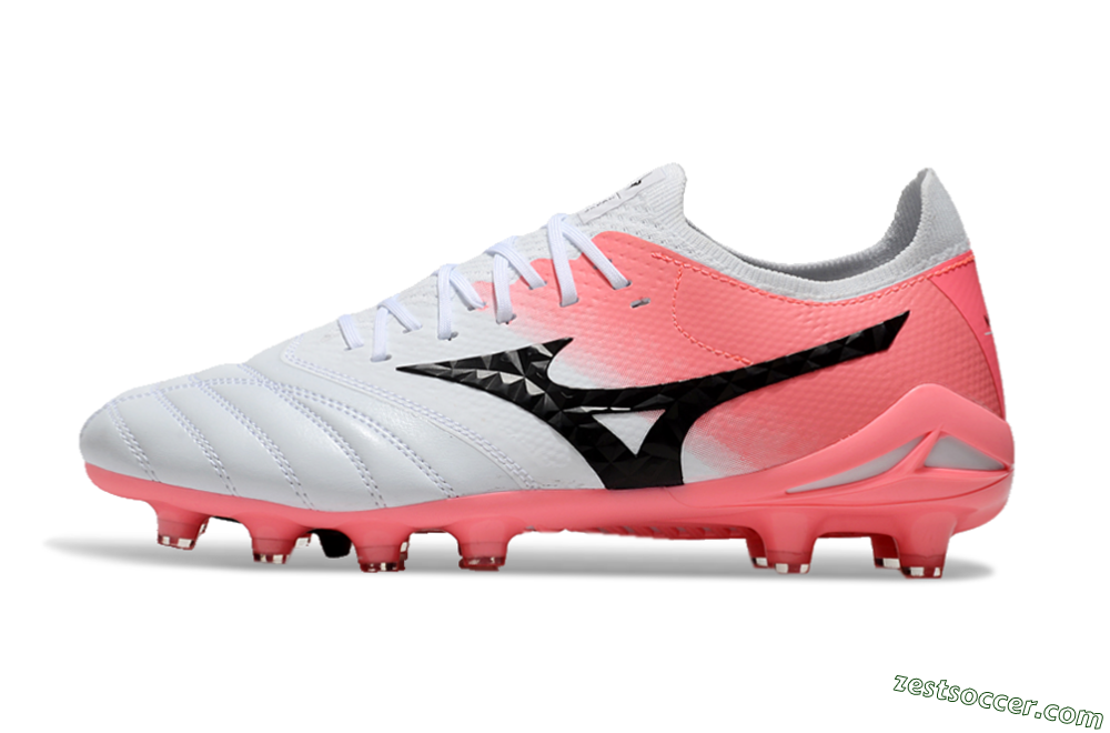 Mizuno Morelia Neo IV Bate FG Low-Tops Soccer Cleats - White/Pink/Black 2
