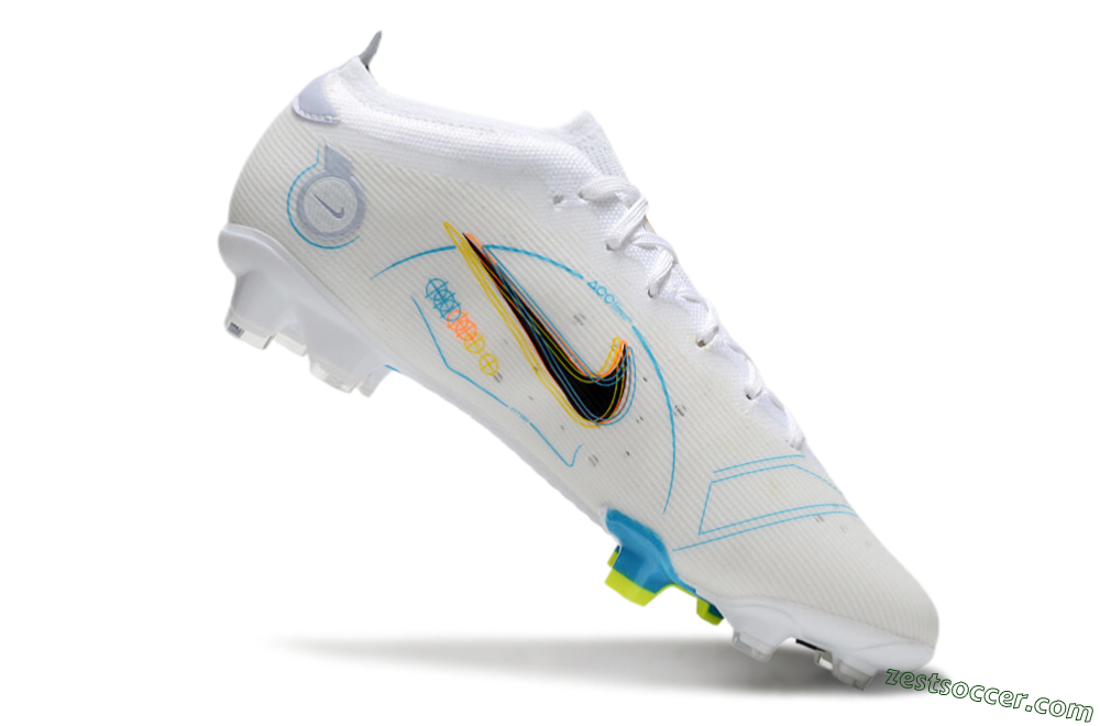 Nike Mercurial Vapor 14 Elite FG Low-Tops Soccer Cleats - White/Black/Yellow 4