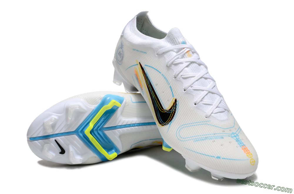 Nike Mercurial Vapor 14 Elite FG Low-Tops Soccer Cleats - White/Black/Yellow 3