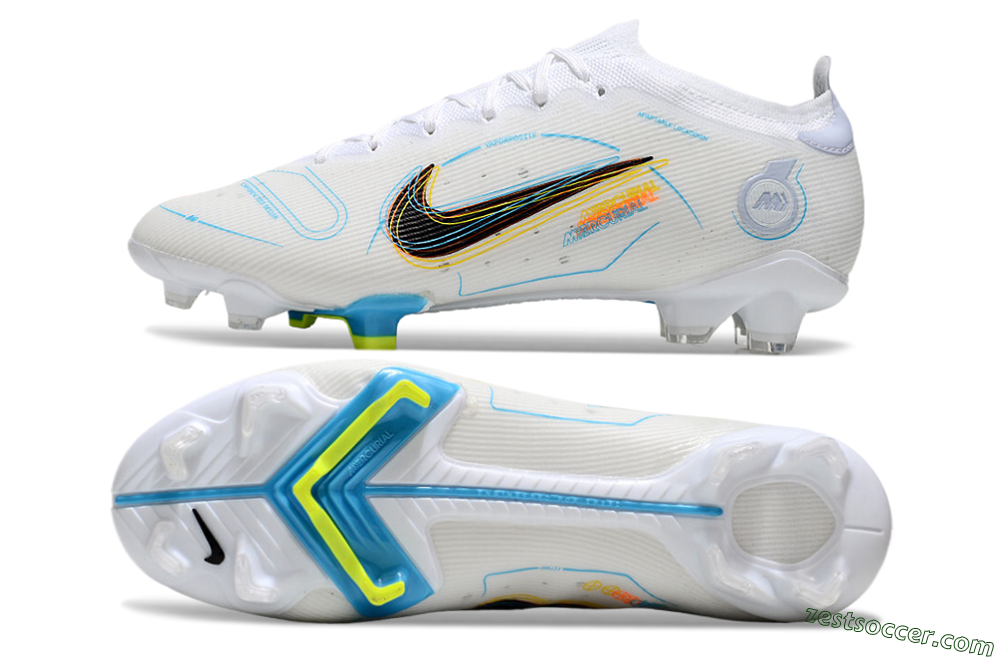 Nike Mercurial Vapor 14 Elite FG Low-Tops Soccer Cleats - White/Black/Yellow 1