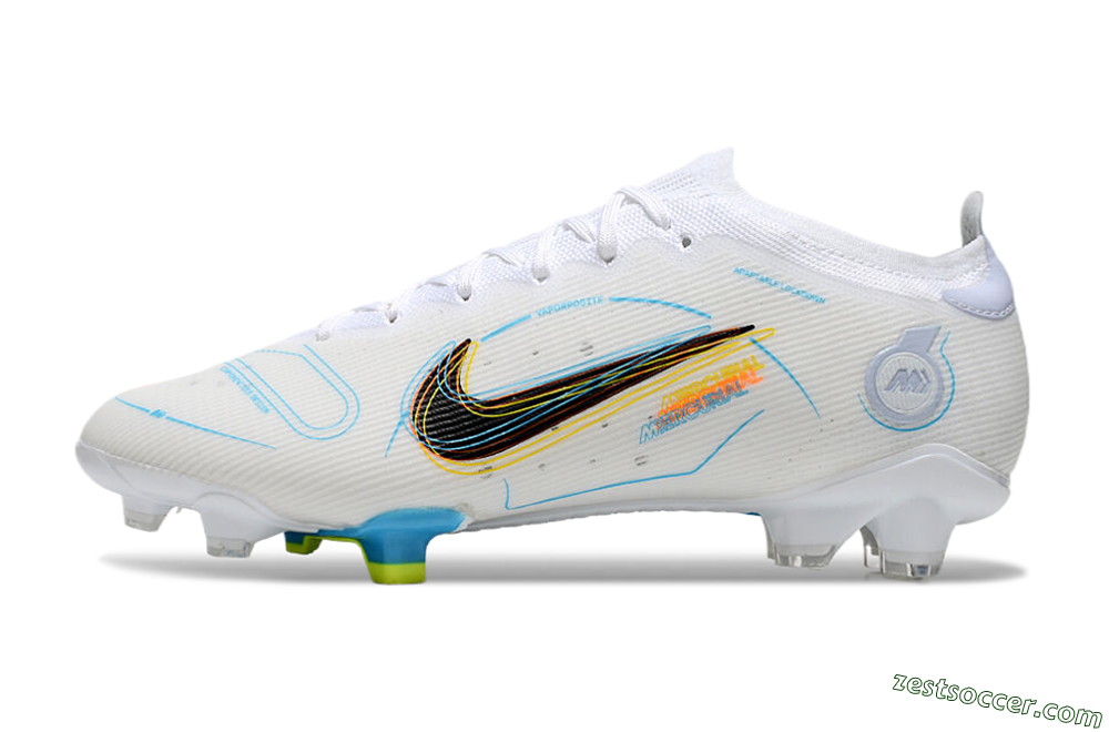 Nike Mercurial Vapor 14 Elite FG Low-Tops Soccer Cleats - White/Black/Yellow 2