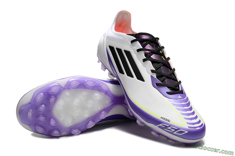 Adidas F50 Elite AG Low-Tops Soccer Cleats - White/Purple/Black 3