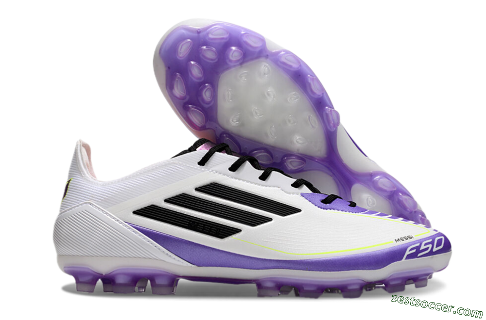 Adidas F50 Elite AG Low-Tops Soccer Cleats - White/Purple/Black 0