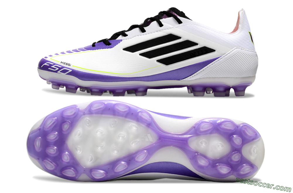 Adidas F50 Elite AG Low-Tops Soccer Cleats - White/Purple/Black 1