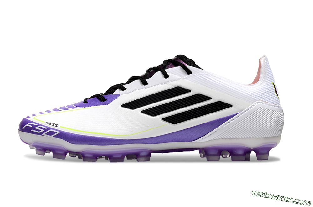 Adidas F50 Elite AG Low-Tops Soccer Cleats - White/Purple/Black 2