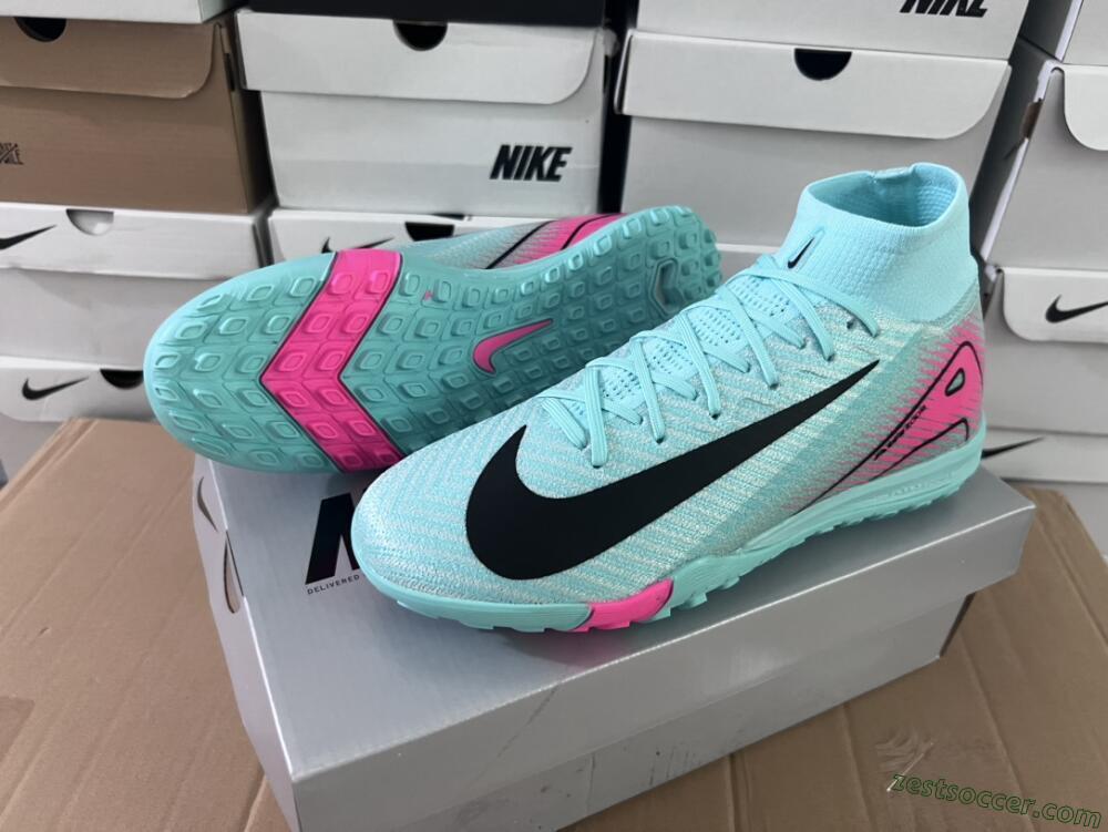 Nike Air Zoom Mercurial Superfly 10 Elite TF High-Tops Soccer Shoes - Green/Pink/Black