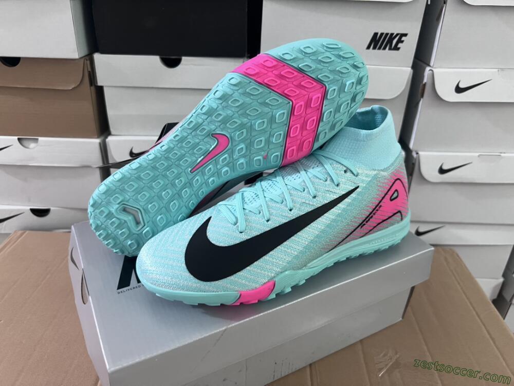 Nike Air Zoom Mercurial Superfly 10 Elite TF High-Tops Soccer Shoes - Green/Pink/Black