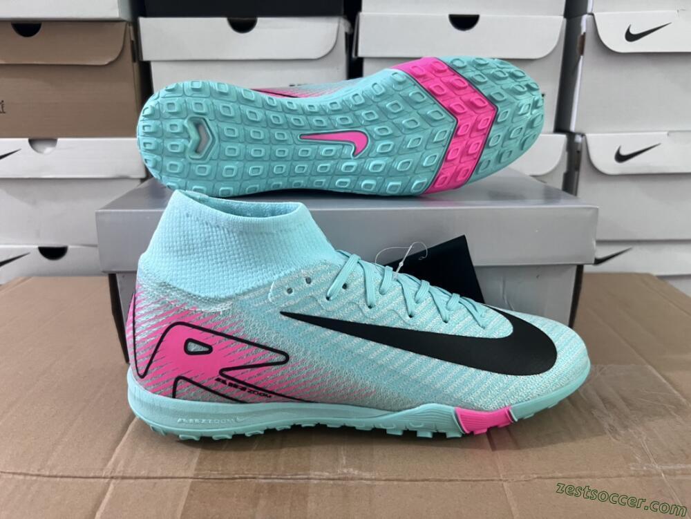 Nike Air Zoom Mercurial Superfly 10 Elite TF High-Tops Soccer Shoes - Green/Pink/Black