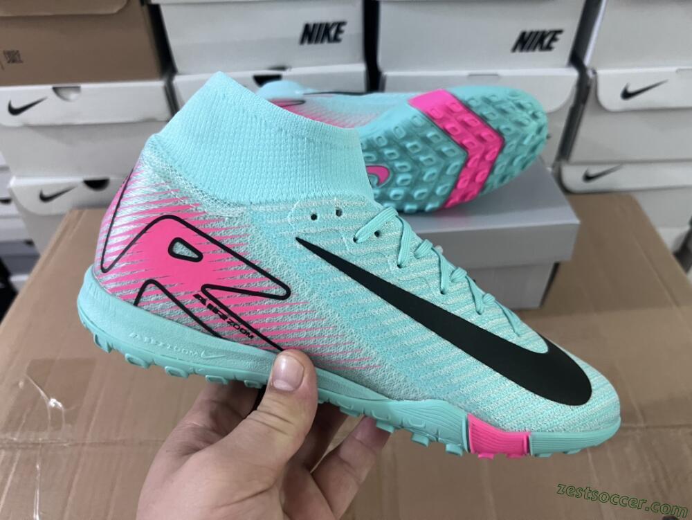 Nike Air Zoom Mercurial Superfly 10 Elite TF High-Tops Soccer Shoes - Green/Pink/Black
