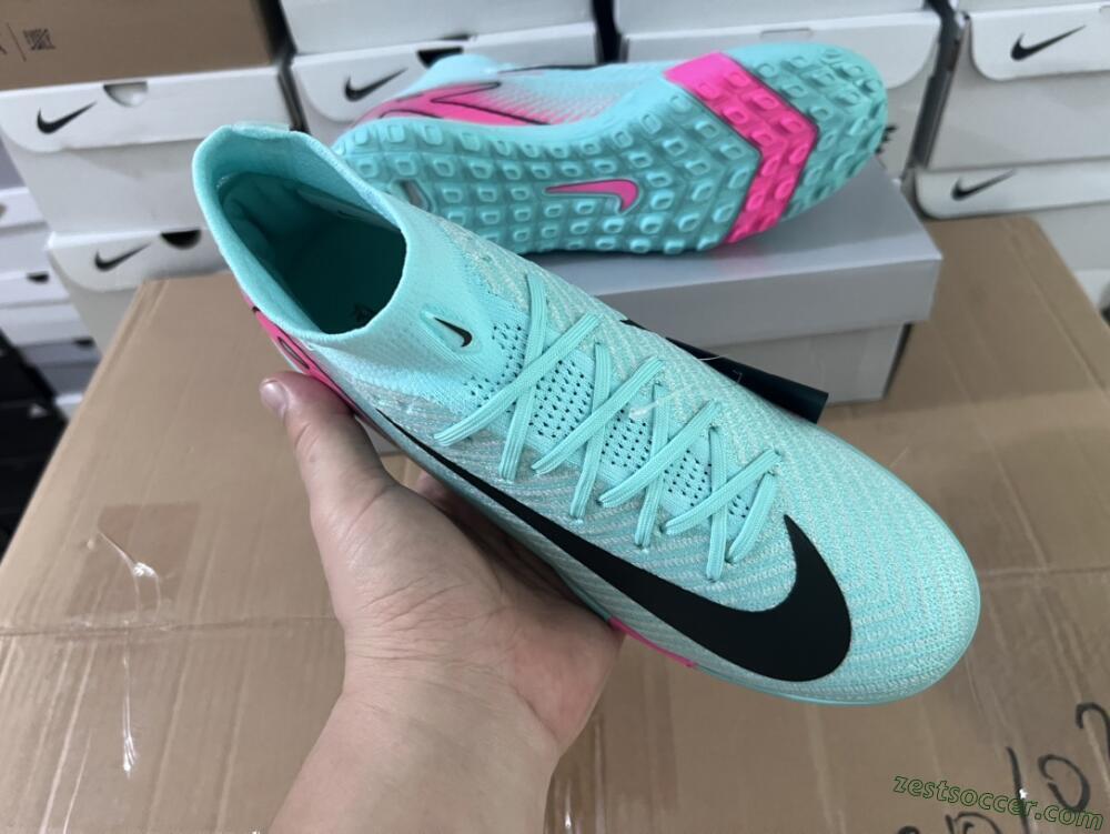 Nike Air Zoom Mercurial Superfly 10 Elite TF High-Tops Soccer Shoes - Green/Pink/Black