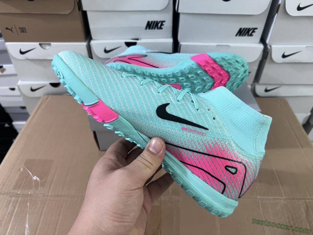Nike Air Zoom Mercurial Superfly 10 Elite TF High-Tops Soccer Shoes - Green/Pink/Black